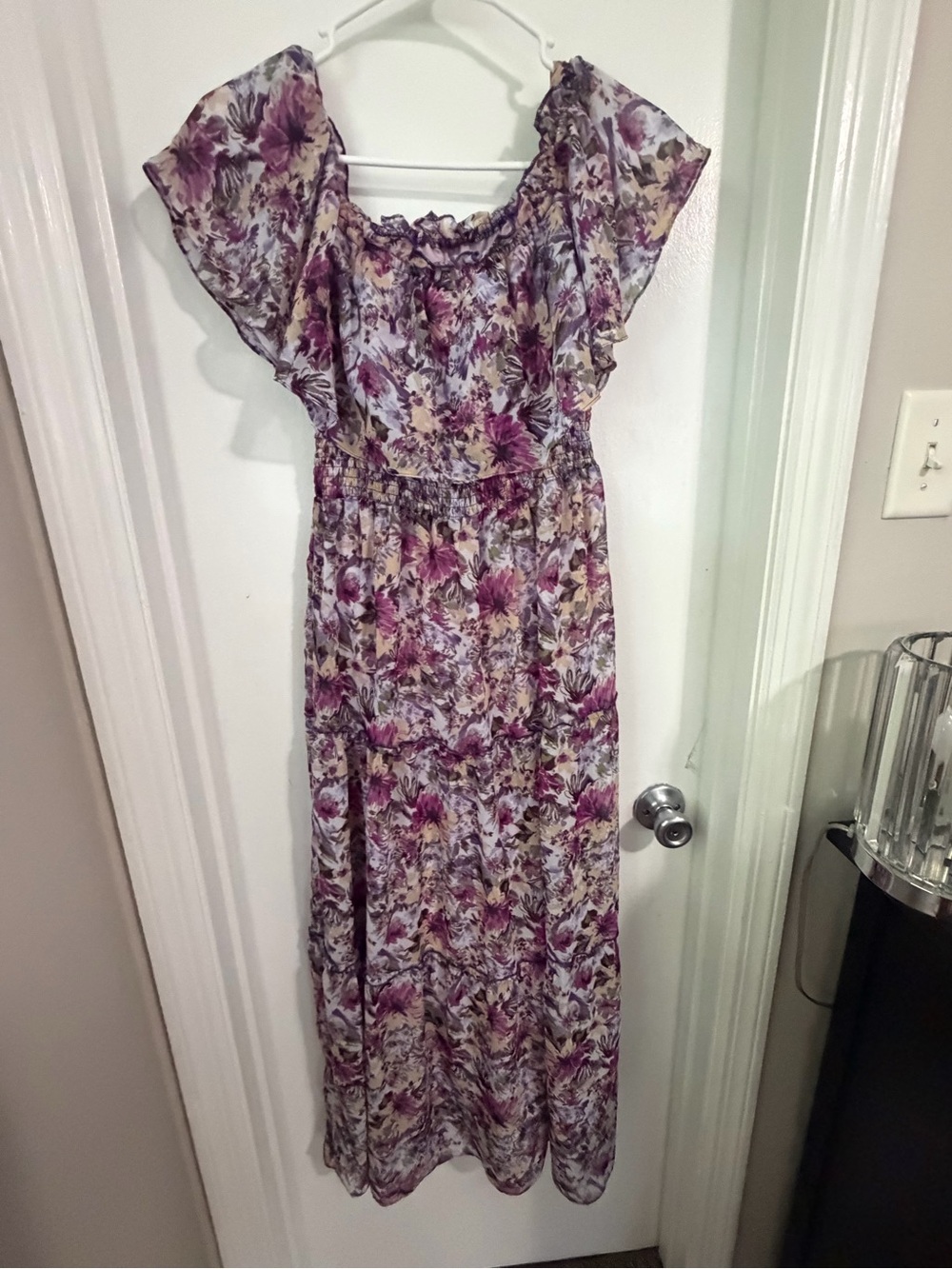 Rabbit Rabbit Rabbit Floral Maxi Dress in Purple and Cream